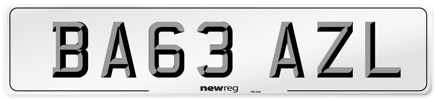 BA63 AZL Number Plate from New Reg